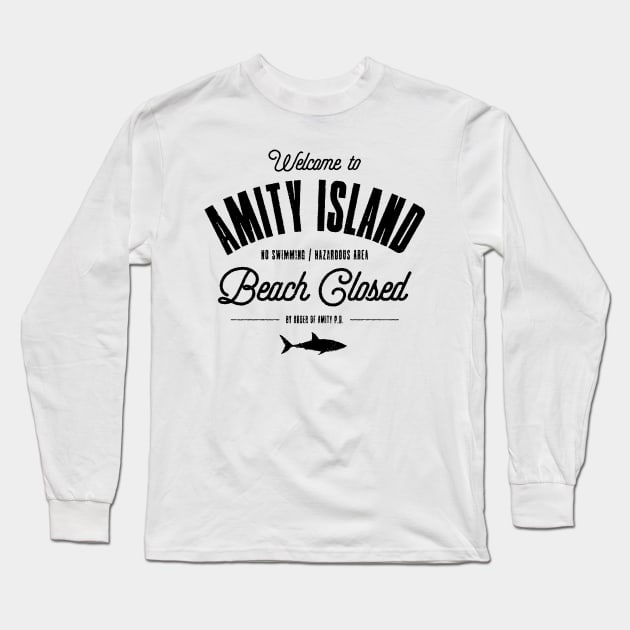 Jaws - Welcome To Amity Island Long Sleeve T-Shirt by Tee Cult